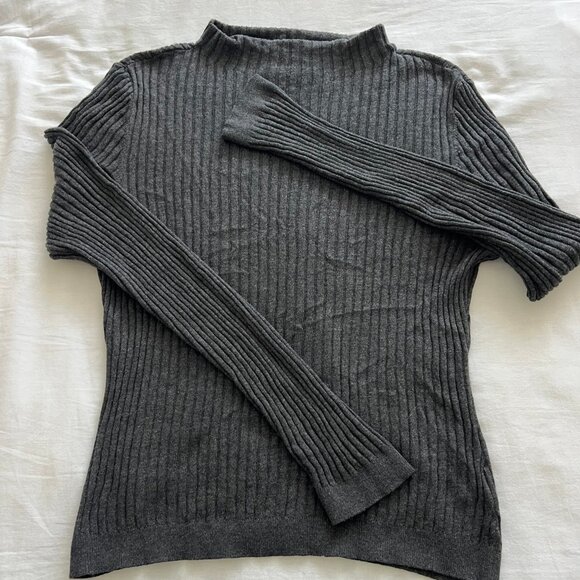 Grey ribbed mock turtleneck - Picture 1 of 3